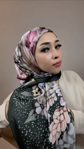Picture of Noorahi’s Designer Premium Bright Satin Hijab Scarf (Baby Seam Stitching) – 115cm x 115cm - NRSM-BSBS-25X