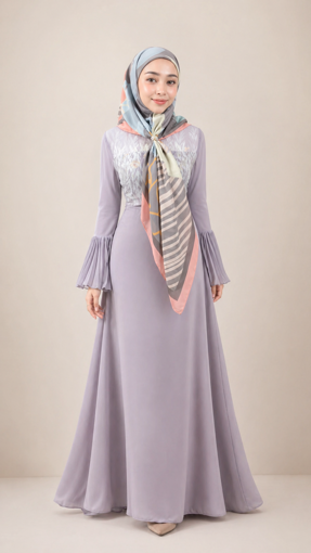 Picture of Noorahi's Aromatic Designer Premium Cotton Voile Hijab Scarf (Baby Seam Stitching) 115cm x 115cm - NRQT-APCV115X27-P013